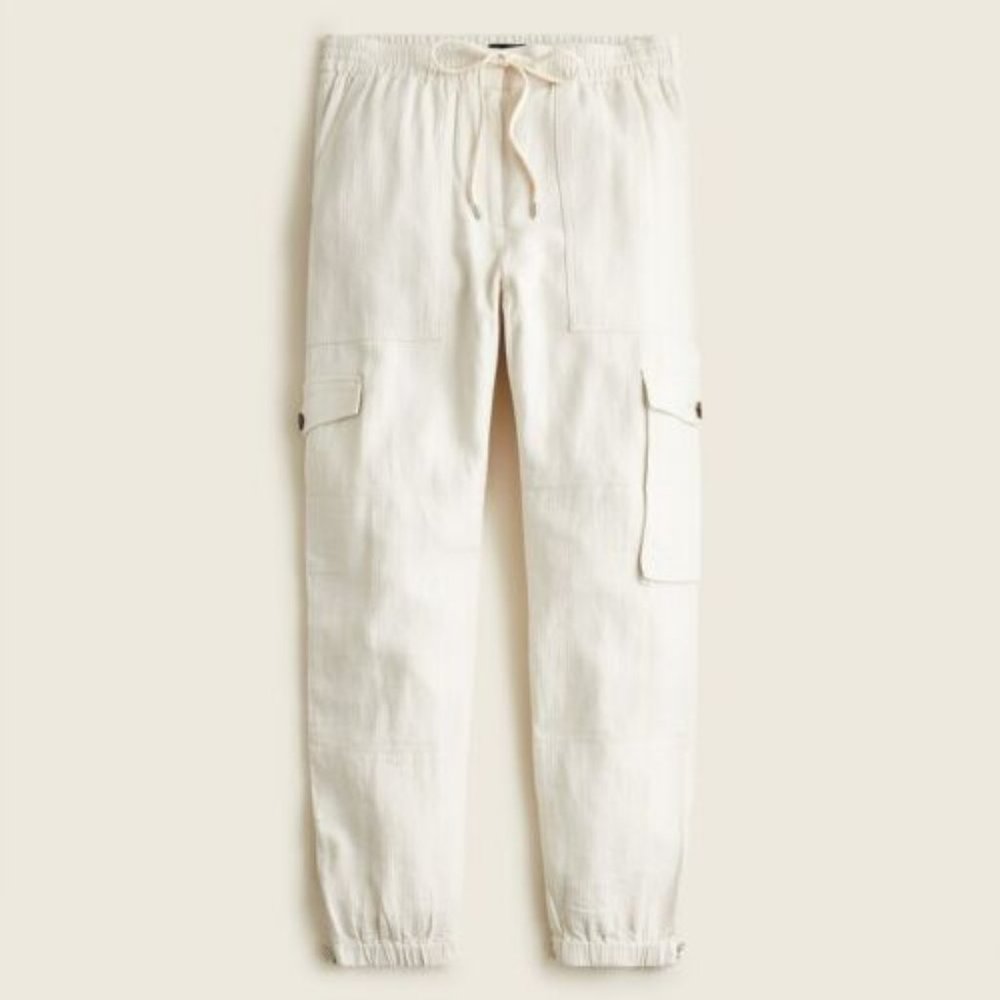 J.Crew Tie-waist linen-blend cargo pant